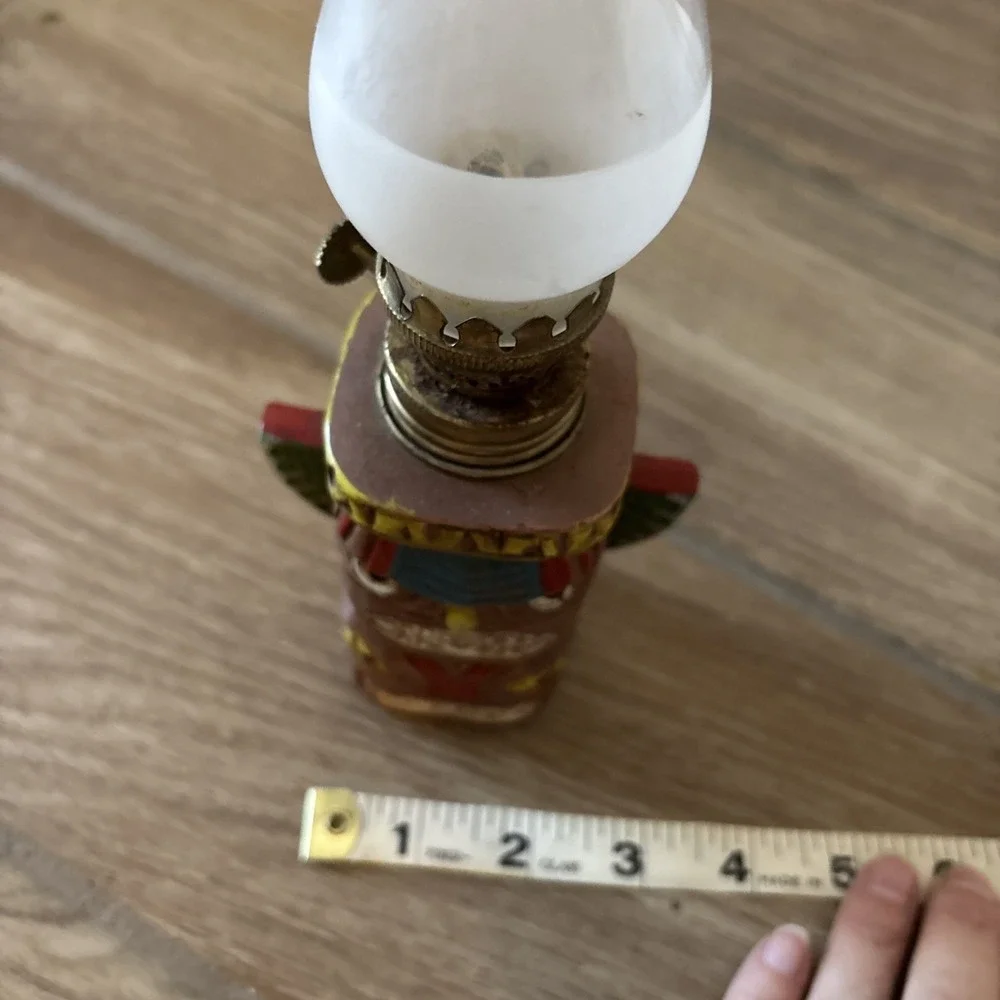 Vintage‎ Miniature Tiki Totem Pole Oil Lamp 6A
